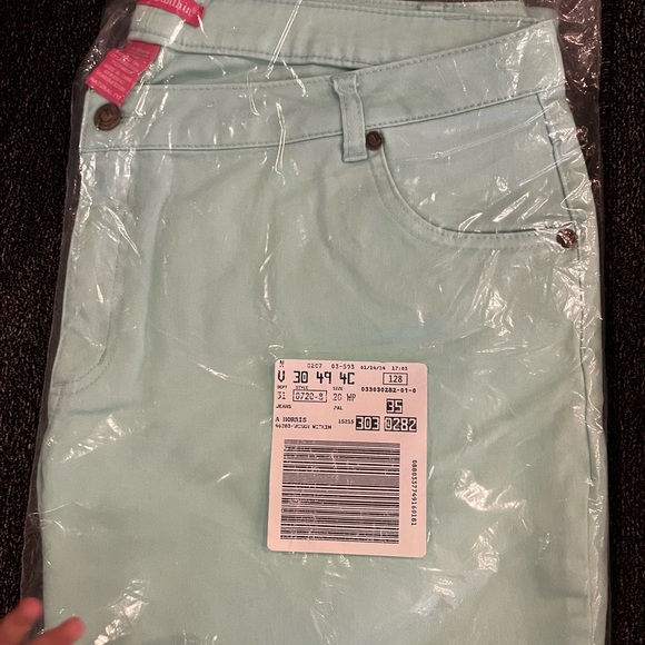 Woman Within Light Green Straight Leg Jeans - Picture 1 of 1